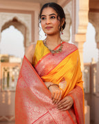 Marigold Paisley Border Silk Saree