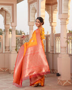 Marigold Paisley Border Silk Saree