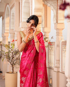 Magenta Dola Silk Bandhani Saree