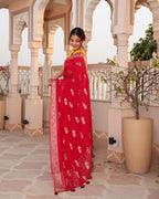Deer Motif Shimmer Georgette Saree