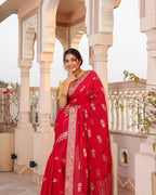 Deer Motif Shimmer Georgette Saree