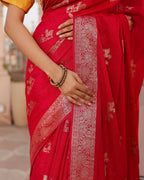 Deer Motif Shimmer Georgette Saree