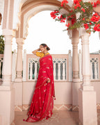 Deer Motif Shimmer Georgette Saree
