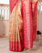Golden Pink Zari Weave Silk Saree