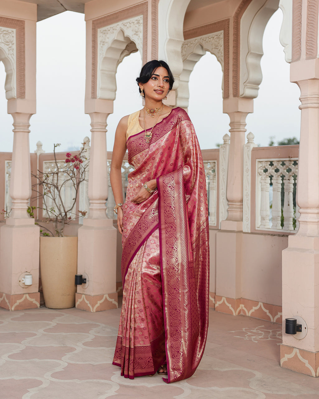 Purple Peacock Zari Weave Silk Saree