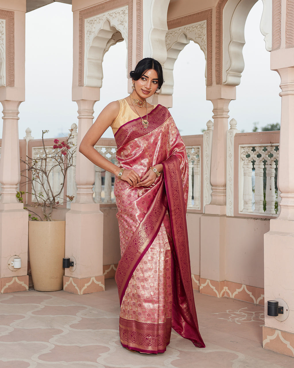 Purple Peacock Zari Weave Silk Saree