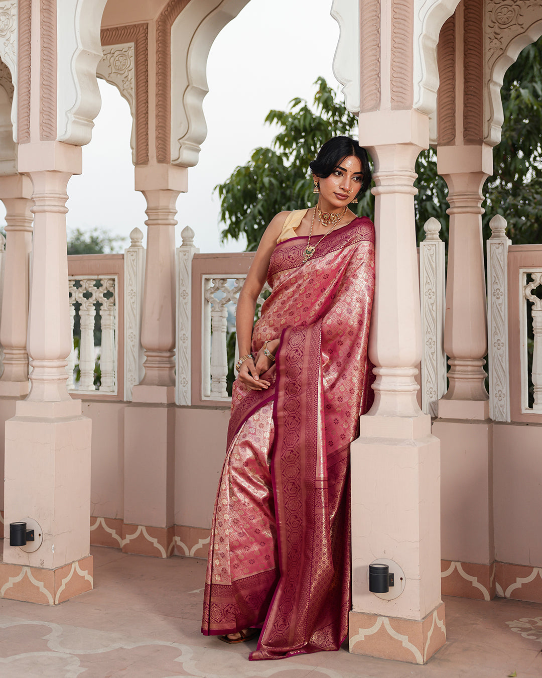 Purple Peacock Zari Weave Silk Saree
