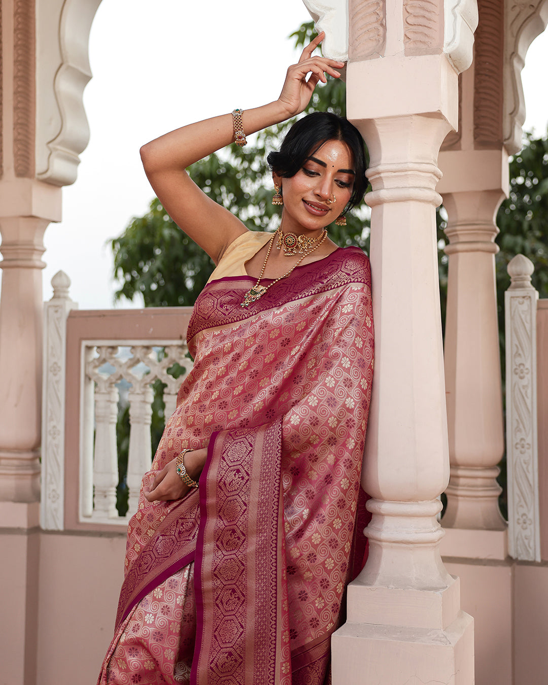 Purple Peacock Zari Weave Silk Saree