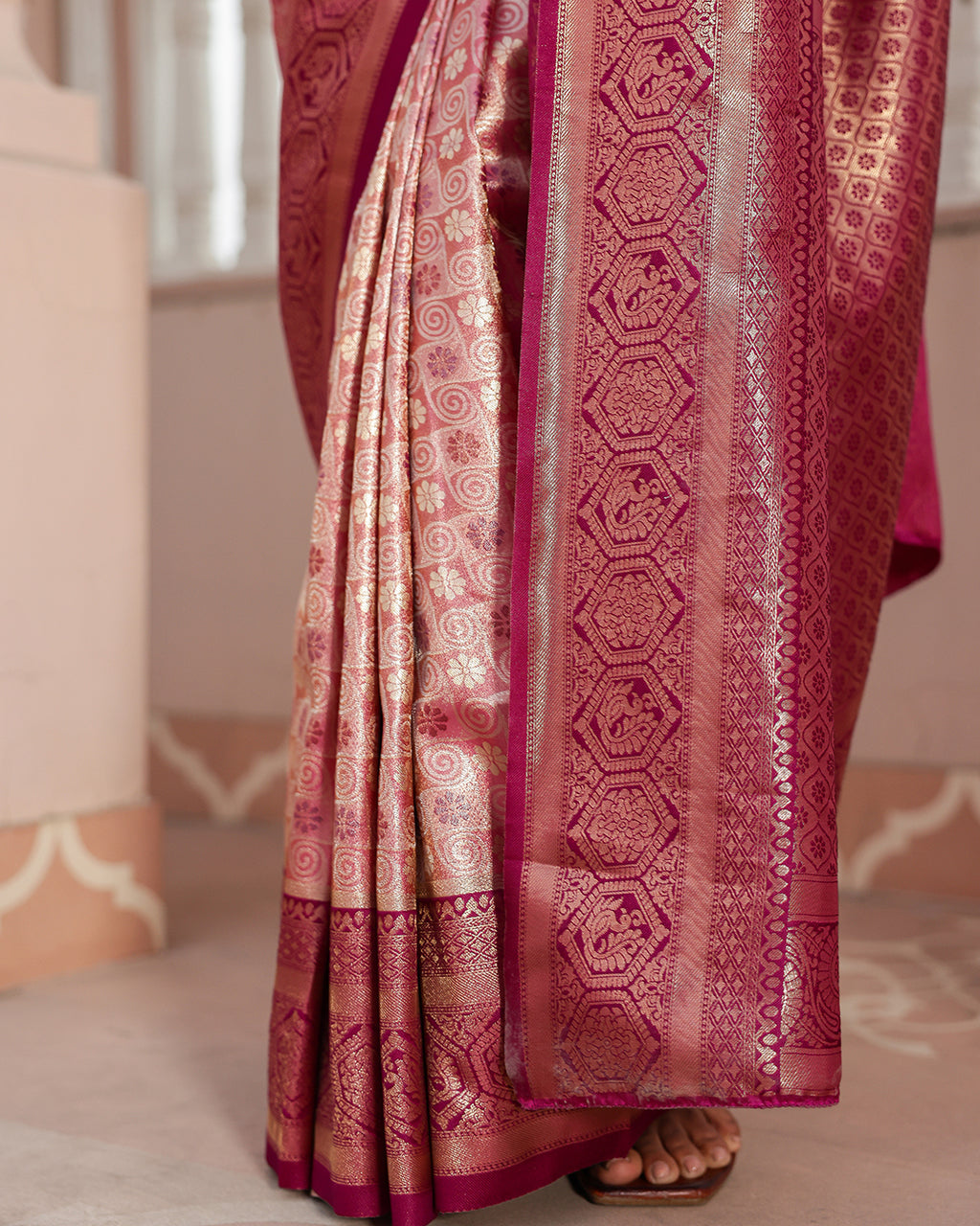 Purple Peacock Zari Weave Silk Saree