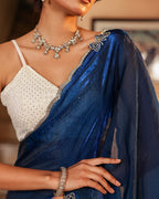 Royal Blue Sequin Shimmer Designer Saree