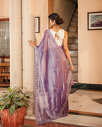 Lavender Sequin Shimmer Designer Saree