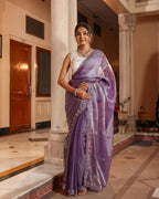 Lavender Sequin Shimmer Designer Saree