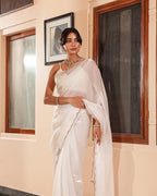 White Butterfly Stone Work Designer Saree