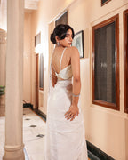 White Butterfly Stone Work Designer Saree