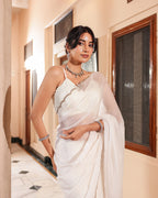 White Butterfly Stone Work Designer Saree