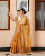 Mustard Designer Shimmer Sequin Saree