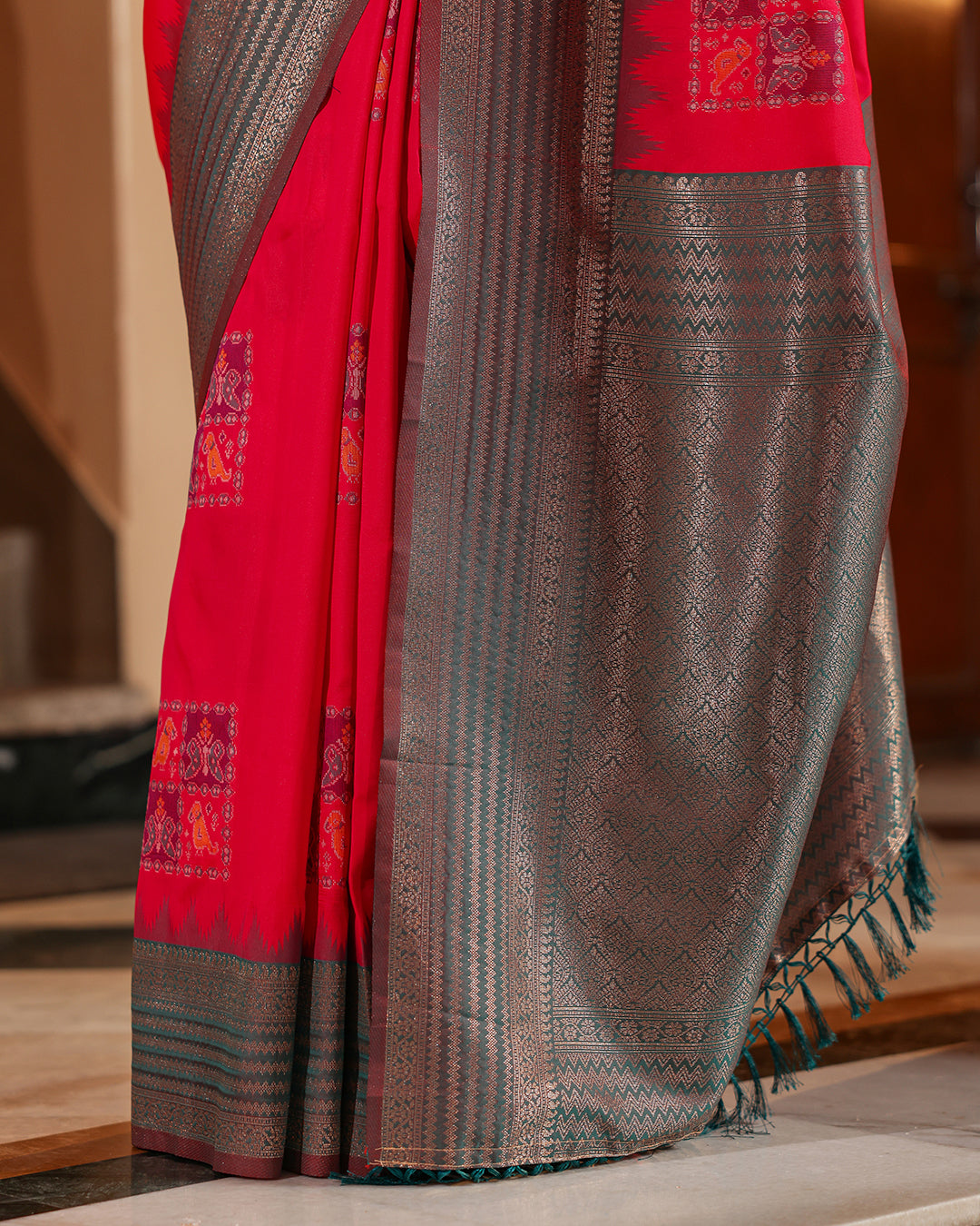 Rani Pink Patola Print Silk Saree