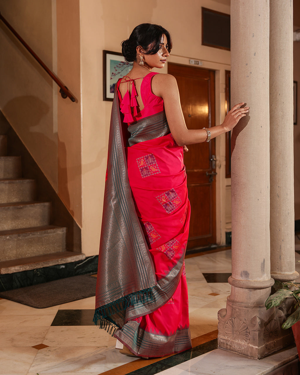 Rani Pink Patola Print Silk Saree