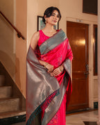 Rani Pink Patola Print Silk Saree