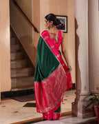 Evergreen Magenta Border Soft Silk Saree
