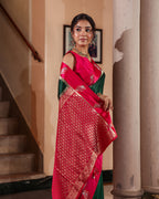 Evergreen Magenta Border Soft Silk Saree