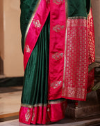 Evergreen Magenta Border Soft Silk Saree