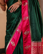 Evergreen Magenta Border Soft Silk Saree