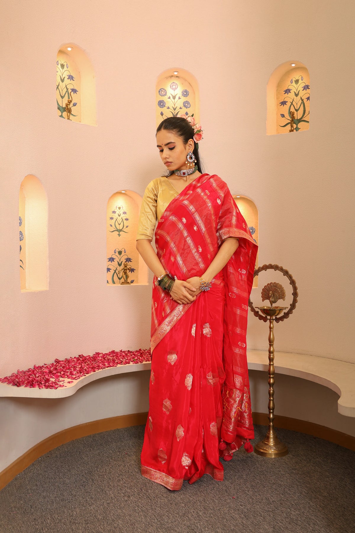 Rani Pink Crepe Silk Saree