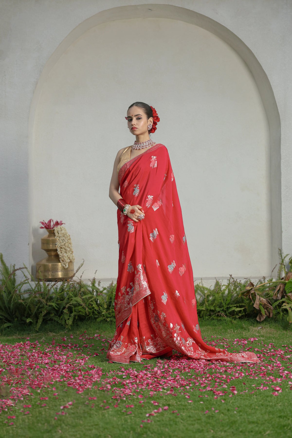 Rani Pink Zari Dola Silk Saree