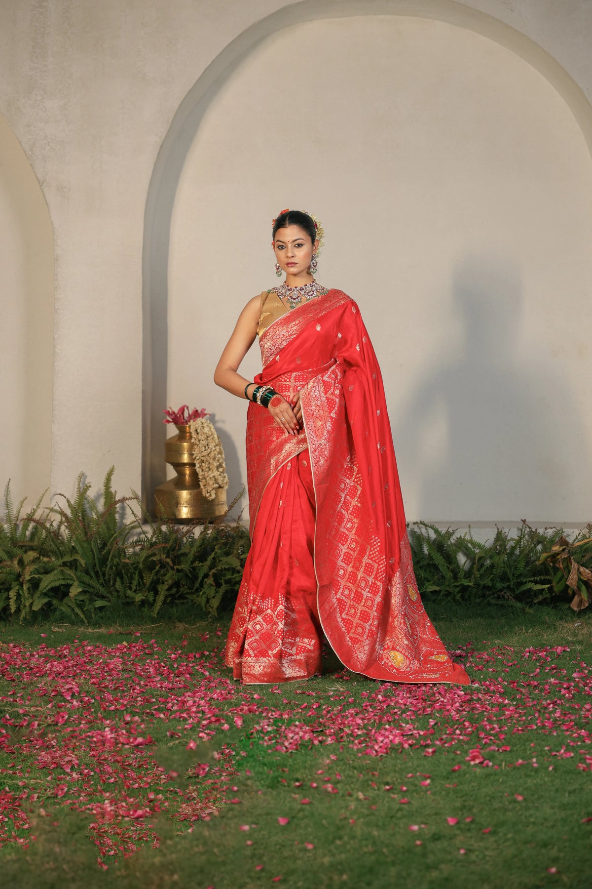 Red Banarasi Dola Silk Saree