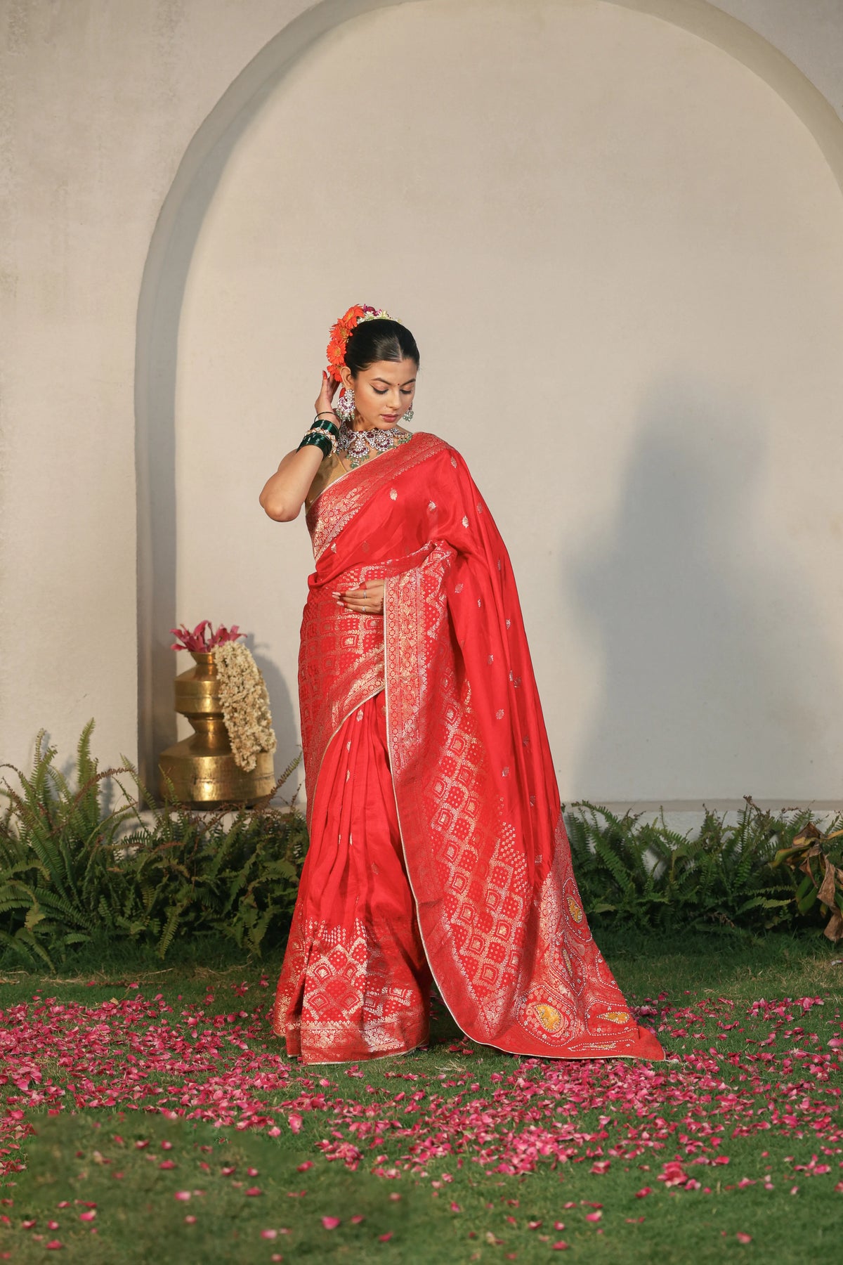 Red Banarasi Dola Silk Saree