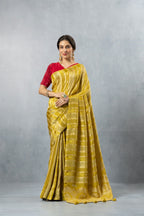 Lime Green Striped Zari Saree