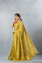 Lime Green Striped Zari Saree