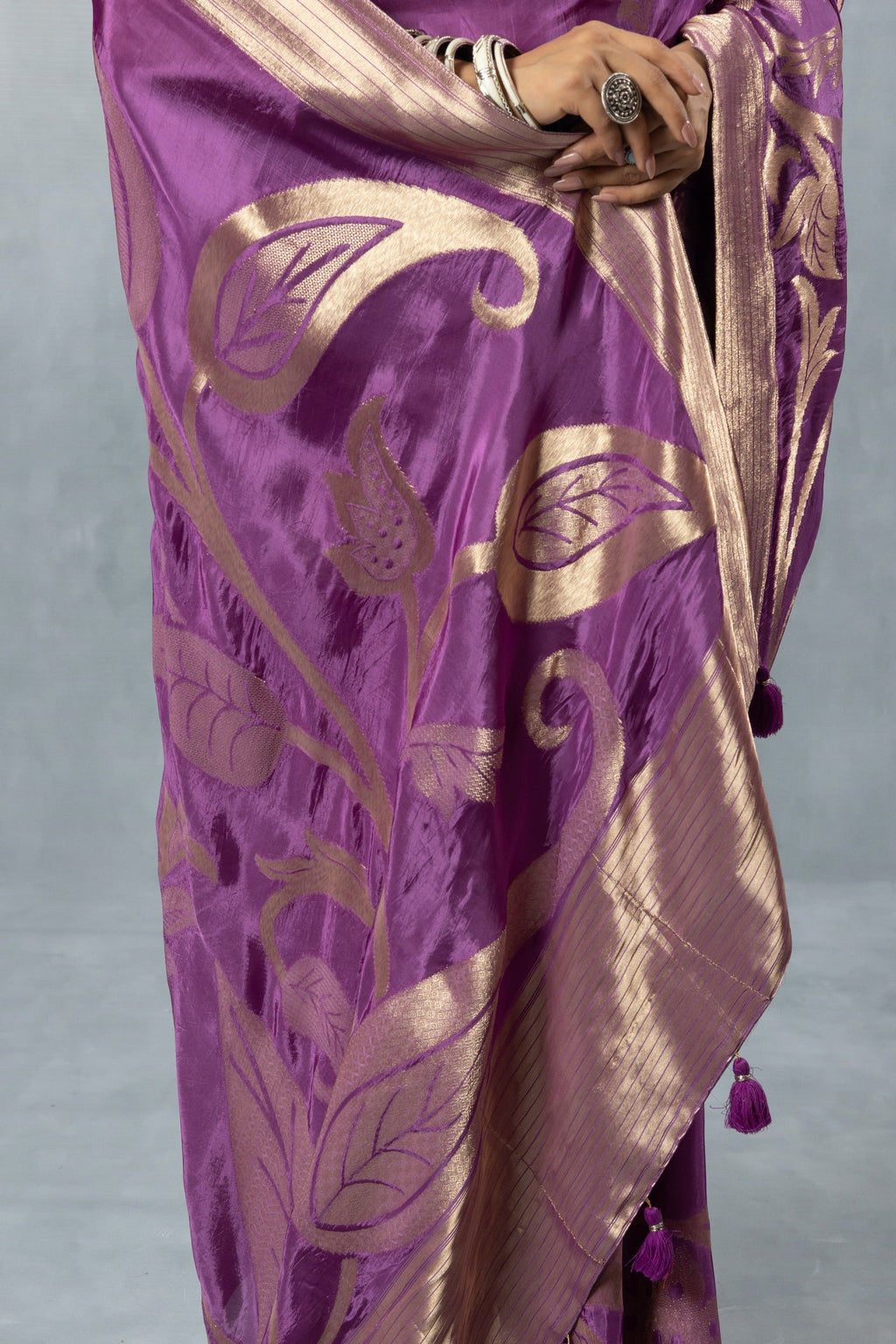 Mauve Purple Tissue Silk Saree