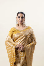 Mustard Gold Banarasi Silk Saree