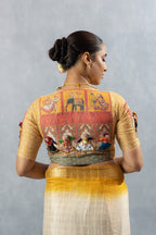 Yellow Off-White Designer Saree