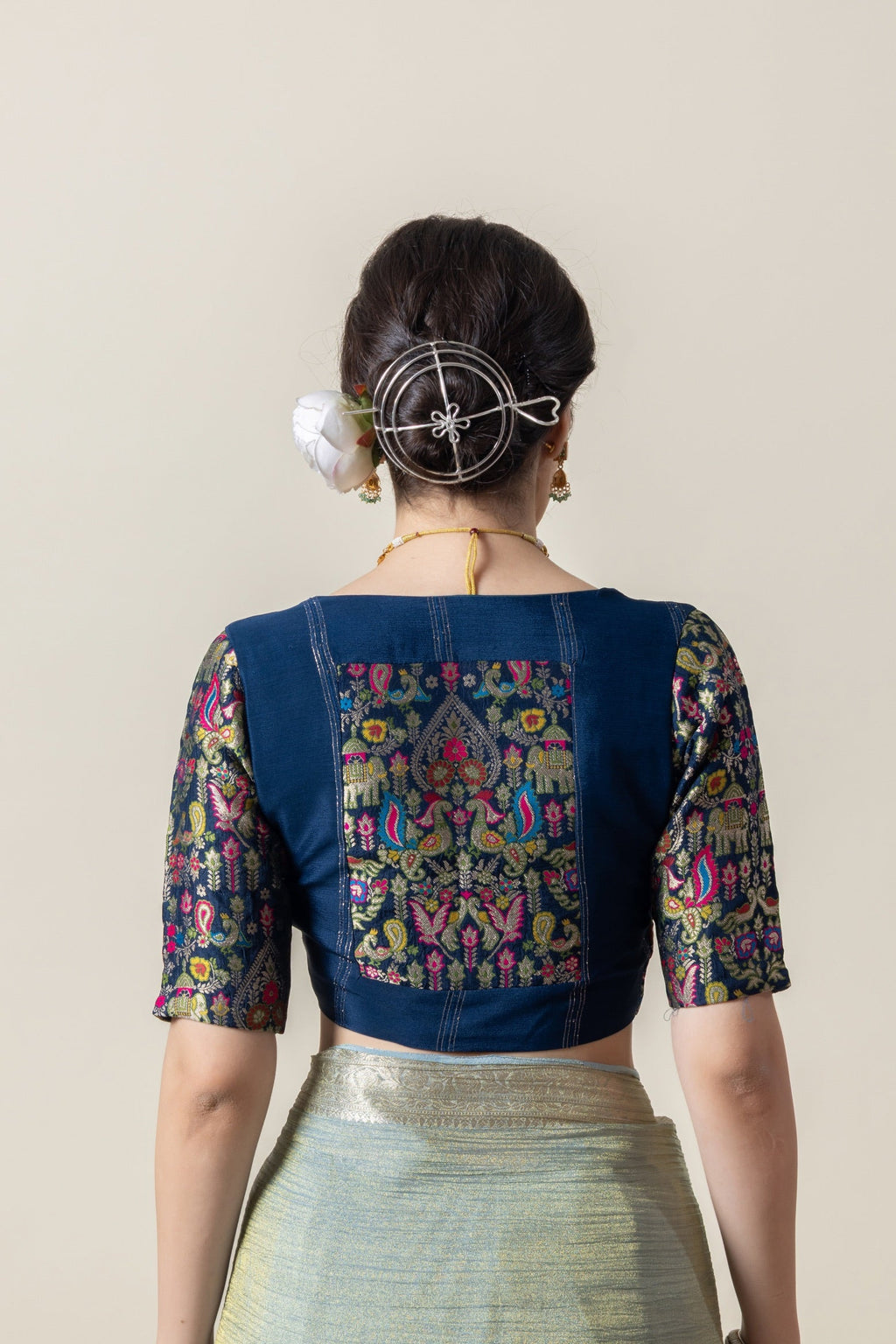 Sage Green Applique Work Saree