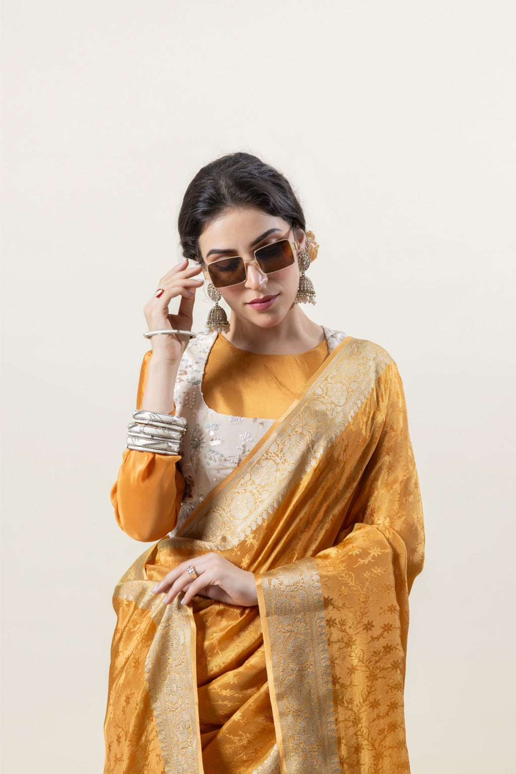 Crushed Tissue Silk Designer Saree