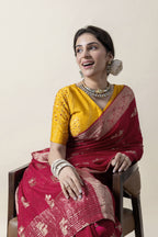 Rani Pink Deer Motif Saree