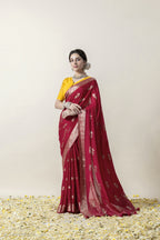 Rani Pink Deer Motif Saree