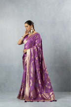 Mauve Purple Tissue Silk Saree