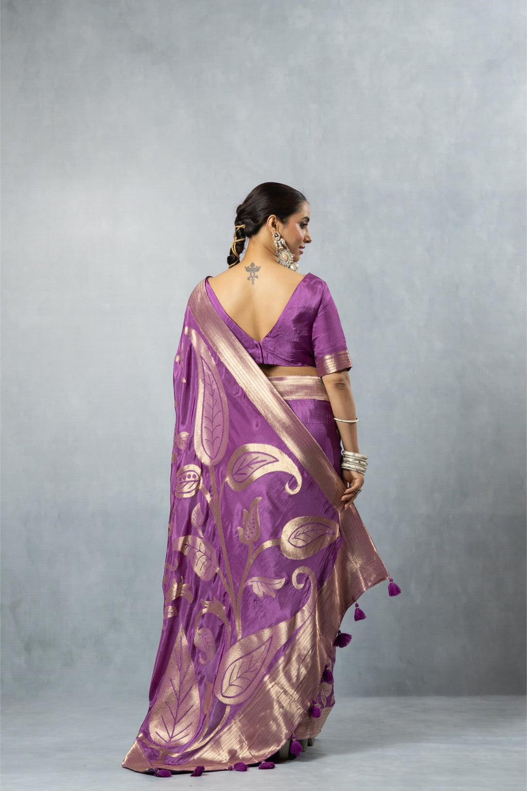 Mauve Purple Tissue Silk Saree
