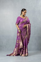Mauve Purple Tissue Silk Saree