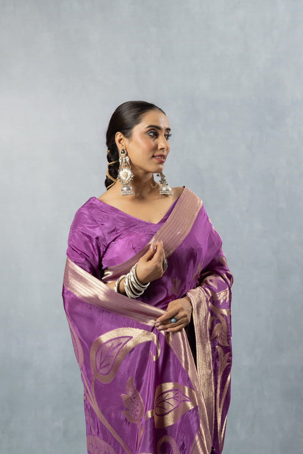 Mauve Purple Tissue Silk Saree