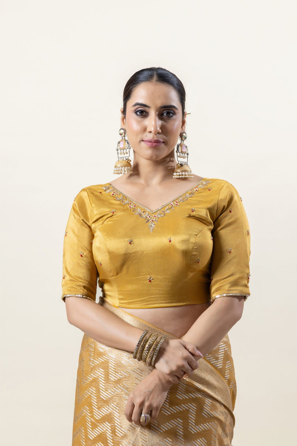 Mustard Gold Banarasi Silk Saree