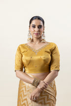 Mustard Gold Banarasi Silk Saree