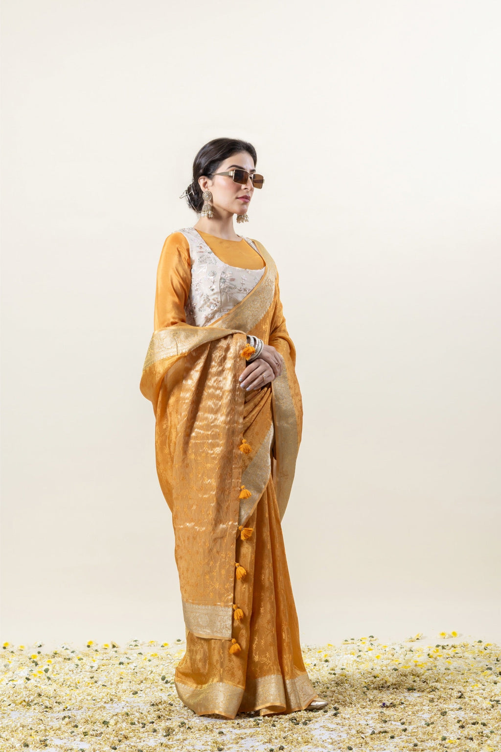 Crushed Tissue Silk Designer Saree