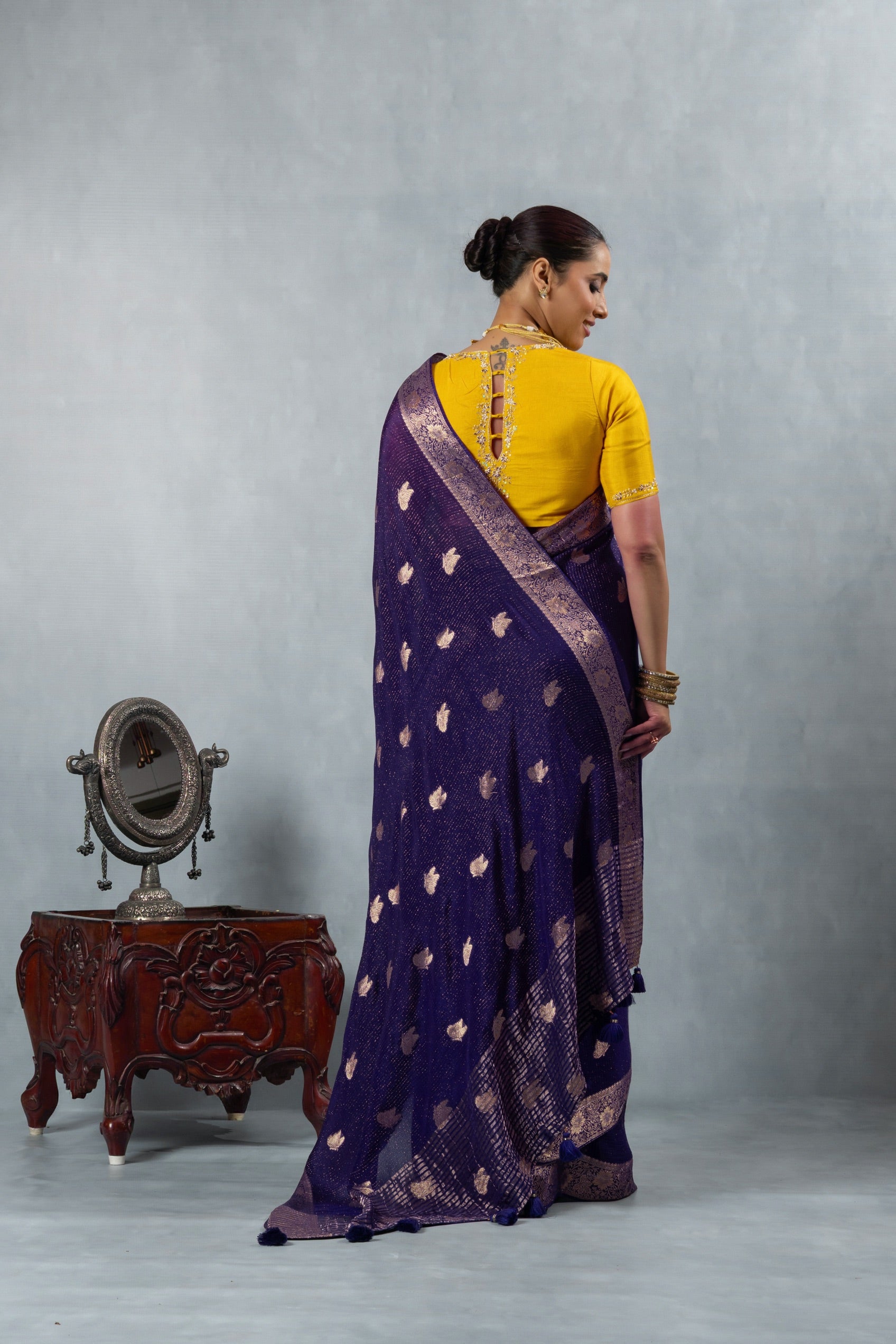 Purple Butterfly Georgette Saree