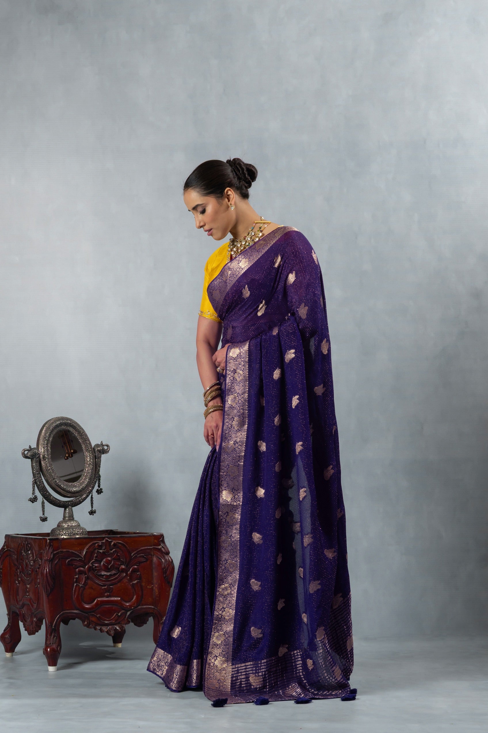 Purple Butterfly Georgette Saree
