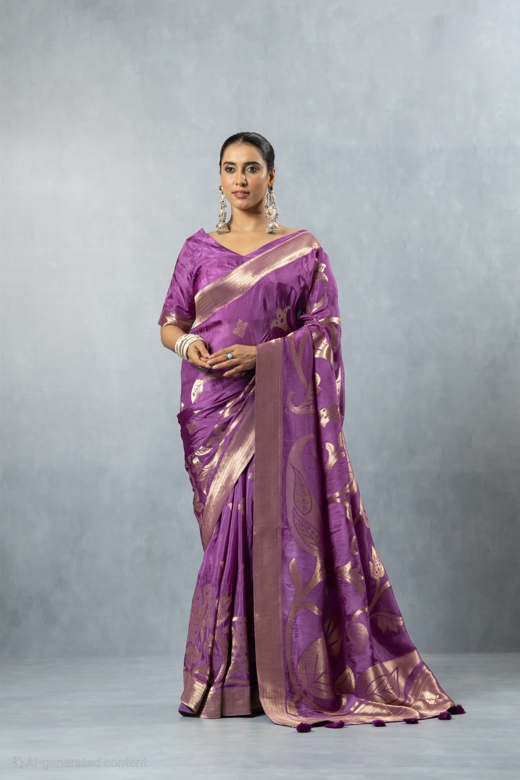 Mauve Purple Tissue Silk Saree